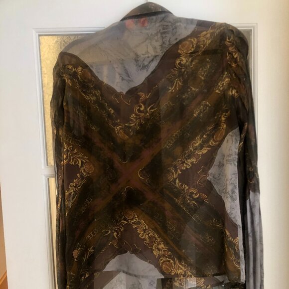 BOSS Patterned Silk Blouse with Tie-Neck Detail - Picture 7 of 7